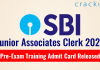 SBI JA Clerk Exam 2021 - Pre-Exam Training Admit Card Released