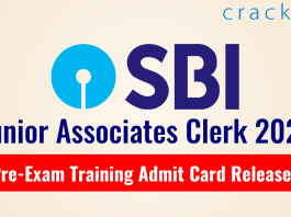 SBI JA Clerk Exam 2021 - Pre-Exam Training Admit Card Released