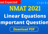 NMAT Linear Equations Important Questions