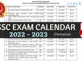 SSC EXAM CALENDAR 2022-2023
