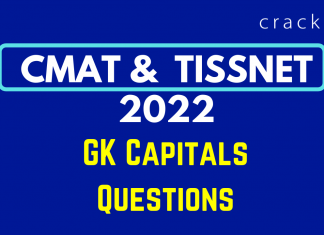 GK Capitals Questions for CMAT & TISSNET 202