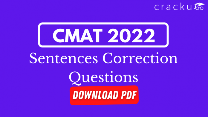 Sentences Correction questions for CMAT 2022