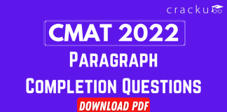 Paragraph Completion Questions for CMAT 2022