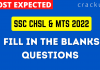 Fill in the Blanks Questions for SSC Exams