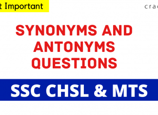 SYNONYMS AND ANTONYMS QUESTIONS