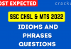 Idioms and Phrases Questions