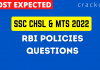 RBI Policies Questions