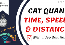 CAT QUANT TIME, SPEED & DISTANCE Questions PDF