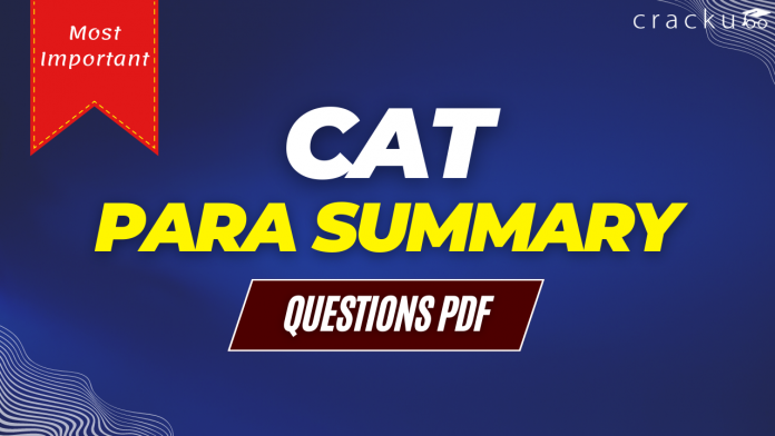 CAT level para summary questions pdf