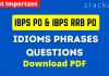Idioms and Phrases Questions