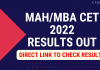 MAH MBA CET 2022 Results