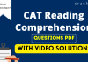 CAT Reading Comprehension Questions PDF