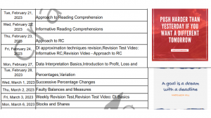 Sample Image from CAT 2023 Study Plan PDF