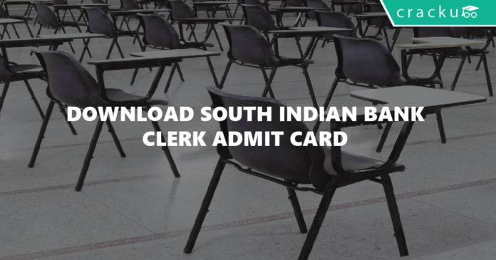 South Indian bank clerk Admit card