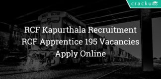 Rail Coach Factory Kapurthala Recruitment 2018 - RCF Apprentice 195 Vacancies - Apply Online