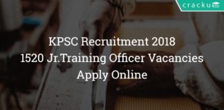 KPSC Recruitment 2018 - Karnataka JTO Notification 1520- Jr. Training Officer Vacancy - Apply Online