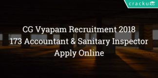 CG Vyapam Recruitment 2018 Apply Online for 173 Accountant & Sanitary Inspector Posts