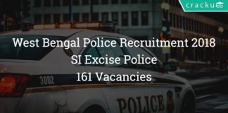 West Bengal Sub inspector Recruitment 2018 - SI Excise Police 161 Vacancies