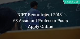 NIFT Recruitment 2018 – Apply Online – 63 Assistant Professor Posts