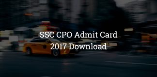 SSC CPO Admit Card Download 2017