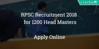 RPSC Recruitment 2018 Rajasthan Public Service Commission - Apply online for 1200 Head Masters