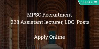 MPSC Recruitment 2018 - Apply for 228 Assistant lecturer, LDC & other posts