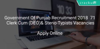 government of punjab recruitment 2018 - Apply online for 71 clerk cum data entry operator (DEO) & steno-typists vacancies