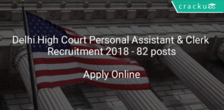 delhi high court personal assistant & Clerk recruitment 2018 - apply online 82 posts