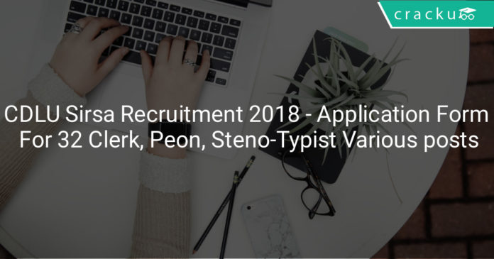 CDLU Sirsa recruitment 2018 - application form for 32 Clerk, Peon, Steno-Typist Various posts