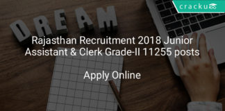 Rajasthan Recruitment 2018 Junior assistant & Clerk Grade-II 11255 posts - Apply online