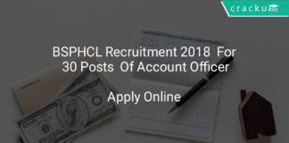 BSPHCL Recruitment 2018 Apply Online For 30 Posts Of Account Officer
