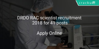 DRDO RAC scientist recruitment 2018 - Apply online for 41 posts