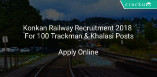 konkan railway recruitment 2018 apply online for 100 trackman & khalasi posts