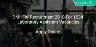 DMHFW Recruitment 2018 Apply Online For 1534 Laboratory Assistant Vacancies