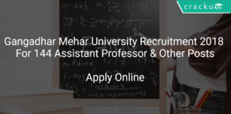 Gangadhar Mehar University Recruitment 2018 Apply Online For 144 Assistant Professor & Other Posts