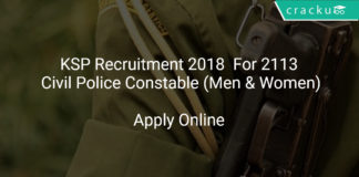 KSP Recruitment 2018 Apply Online For 2113 Civil Police Constable (Men & Women)