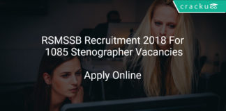 RSMSSB Recruitment 2018 Apply Online For 1085 Stenographer Vacancies