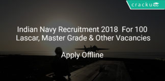 Indian Navy Recruitment 2018 Apply Offline For 100 Lascar, Master Grade & Other Vacancies