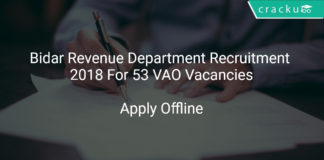 Bidar Revenue Department Recruitment 2018 Apply Offline For 53 VAO Vacancies