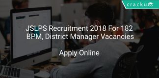 JSLPS Recruitment 2018 Apply Online For 182 BPM, District Manager Vacancies