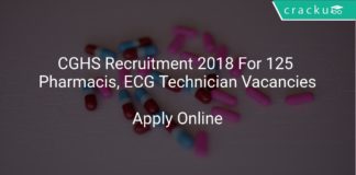 CGHS Recruitment 2018 Apply Online For 125 Pharmacist & ECG Technician Vacancies