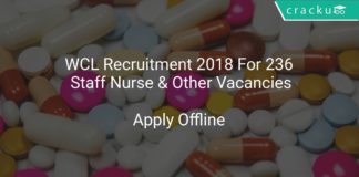 WCL Recruitment 2018 Apply Offline For 236 Staff Nurse & Other Vacancies