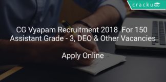 CG Vyapam Recruitment 2018 Apply Online For 150 Assistant Grade - 3, DEO & Other Vacancies