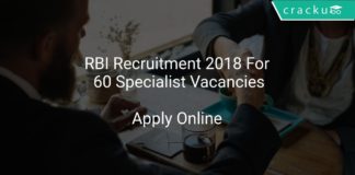 RBI Recruitment 2018 Apply Online For 60 Specialist Vacancies