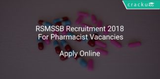 RSMSSB Recruitment 2018 Apply Online For Pharmacist Vacancies