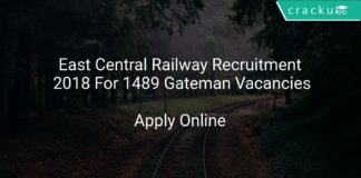 East Central Railway Recruitment 2018 Apply Online For 1489 Gateman Vacancies