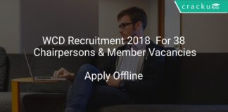 WCD Recruitment 2018 Apply Offline For 38 Chairpersons & Member Vacancies