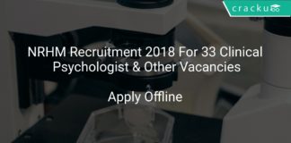 NRHM Recruitment 2018 Apply Offline For 33 Clinical Psychologist & Other Vacancies