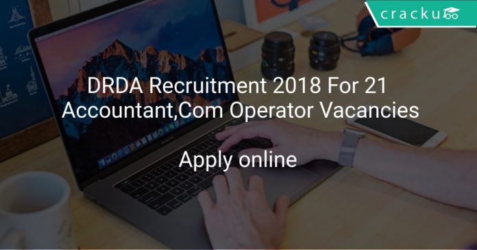 DRDA Recruitment 2018 Apply Online For Accountant Cum Computer Operator & Other Vacancies