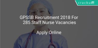 GPSSB Recruitment 2018 Apply Online For 285 Staff Nurse Vacancies